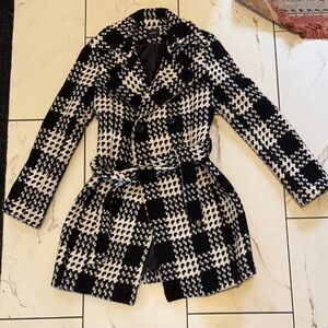 Express Black and White Plaid Trench Coat